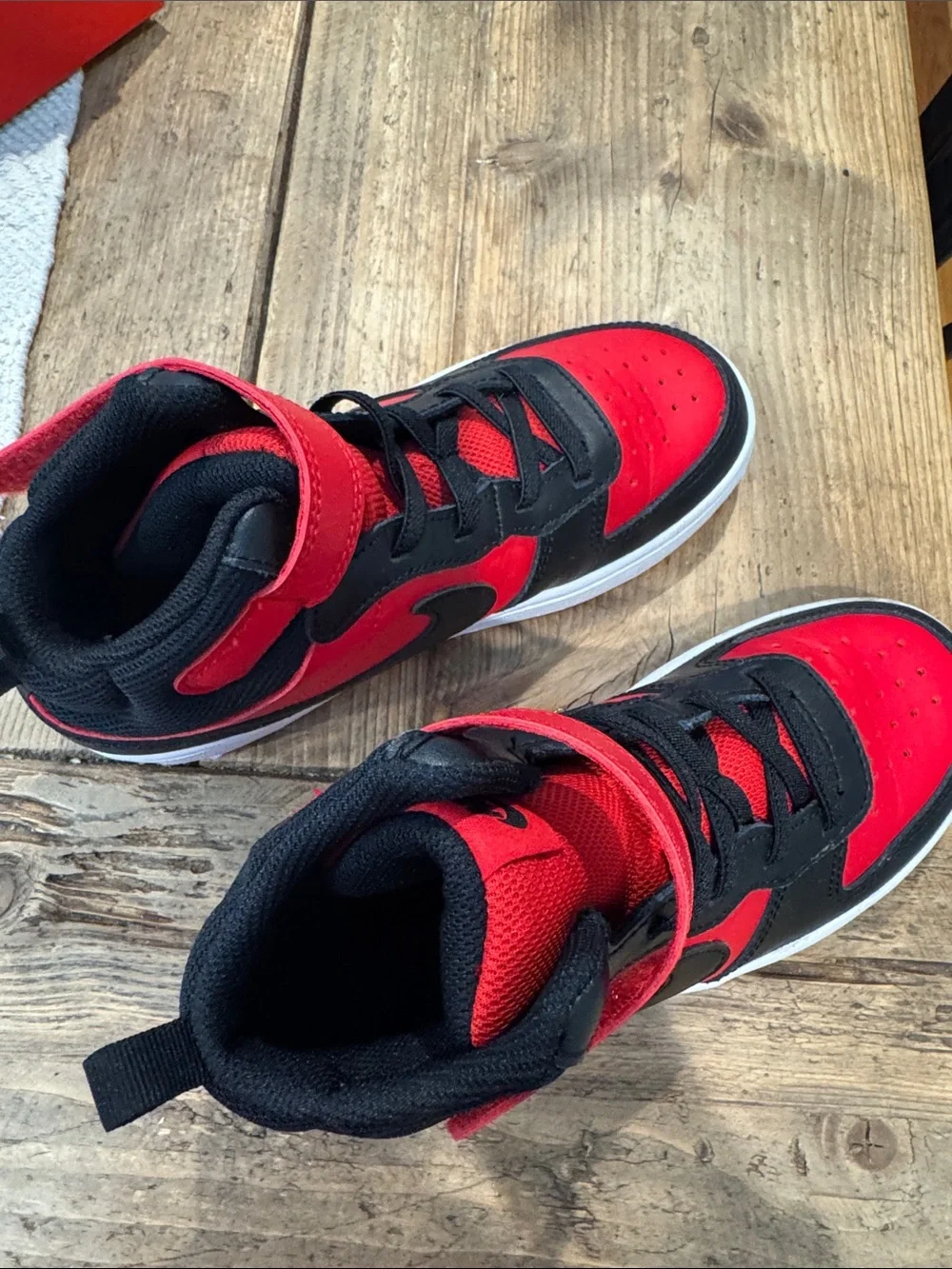 Nike Kids Red and Black High-Top Sneakers